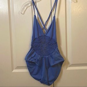 frankies bikinis crochet blue one piece